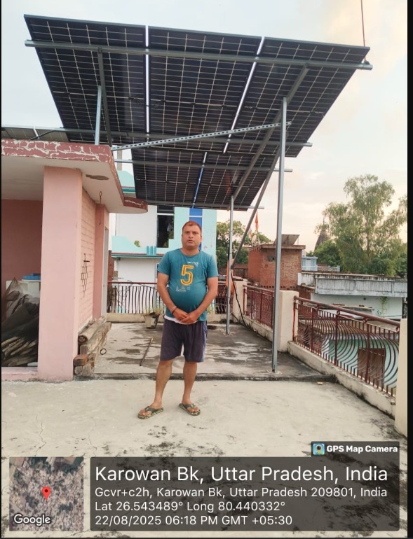 Residential rooftop solar installation in Karowan Bk, Uttar Pradesh